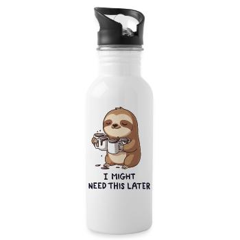Ich brauche Kaffee für später - Lustiges Faultier - Trinkflasche mit integriertem Trinkhalm - Weiß - Rechts