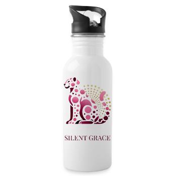 Silent Grace – Elegant Pink Cat Design with Golden - Water bottle with straw - white - Right