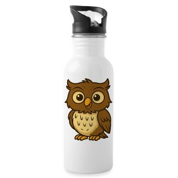 Dessin animé de personnage de hibou câlin - Gourde avec paille intégrée - blanc - Droite