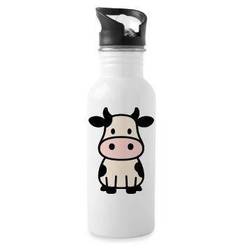 Süße Kuh - Trinkflasche mit integriertem Trinkhalm - Weiß - Rechts