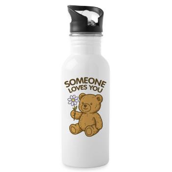 Someone Loves You Bear - Water bottle with straw - white - Right