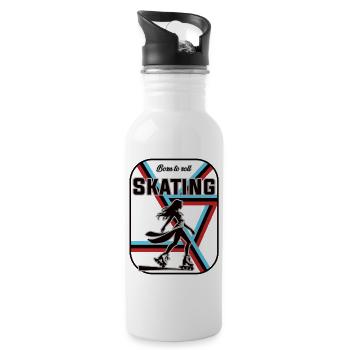 Conception de patins – Born to Roll - Gourde avec paille intégrée - blanc - Droite