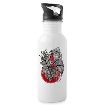 Red Orbs Line Plant - Water bottle with straw - white - Right