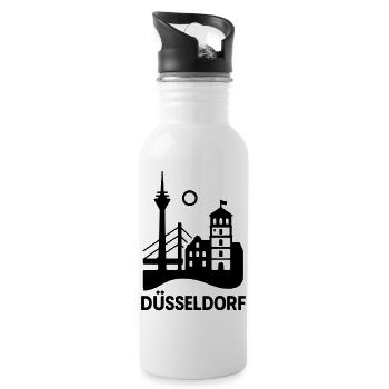 Dusseldorf Landmark Silhouette - Water bottle with straw - white - Right