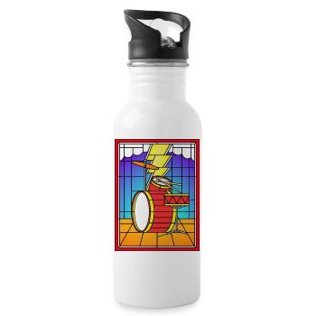 Buntglas-Schlagzeug Set - Trinkflasche mit integriertem Trinkhalm - Weiß - Rechts