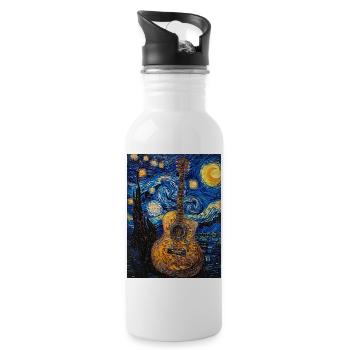Gitarre Van Gogh Sternennacht - Trinkflasche mit integriertem Trinkhalm - Weiß - Rechts