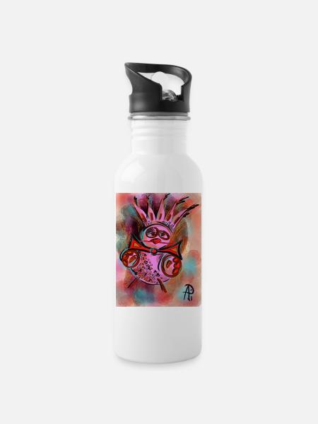 pink_piou_piou - Water bottle with straw - white
