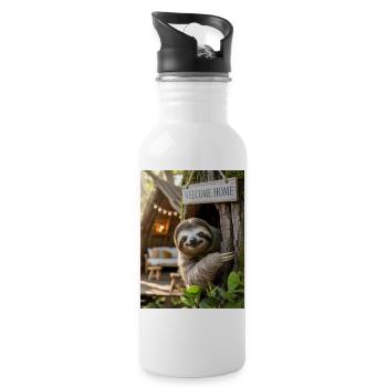 Bienvenue à la maison Paresseuse dans la cabane dans les arbres - Gourde avec paille intégrée - blanc - Droite