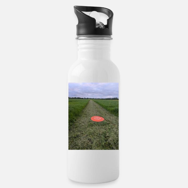 Roter Marker Feld Weg Drohnen-Parkplatz Markierung - Trinkflasche mit integriertem Trinkhalm - Weiß