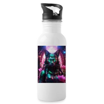 Bastet – Gardien de la Paix - Gourde avec paille intégrée - blanc - Droite