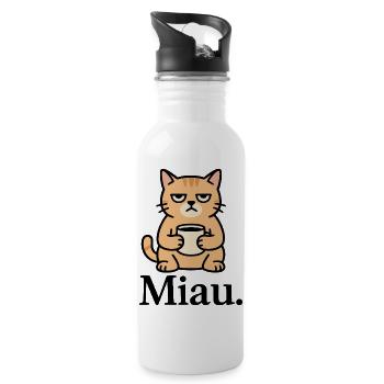 Meow morning grouches - Water bottle with straw - white - Right