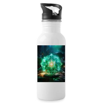 Herzchakra – Anahata: Licht der Liebe - Trinkflasche mit integriertem Trinkhalm - Weiß - Rechts