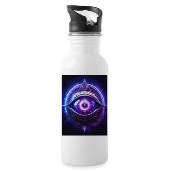  Stirnchakra – Ajna: Das dritte Auge - Trinkflasche mit integriertem Trinkhalm - Weiß - Rechts