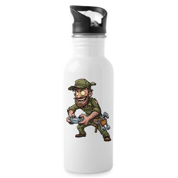 Gamer Mechanic Werkheld Craftsman - Water bottle with straw - white - Right