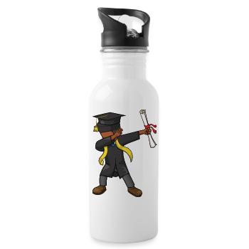 Afro Boy Dabbing Abschlussklasse 2026 - Trinkflasche mit integriertem Trinkhalm - Weiß - Rechts