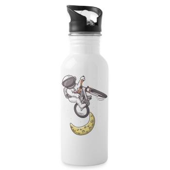 Astronaut Moon Bike Jump - Water bottle with straw - white - Right