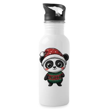 Noël Panda - Gourde avec paille intégrée - blanc - Droite