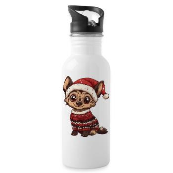 Hyena Christmas - Water bottle with straw - white - Right