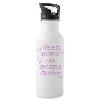 Need Money for Better Fashion – Trend Hoodie - Trinkflasche mit integriertem Trinkhalm - Weiß - Rechts