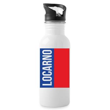 Traditionelles Tessiner Souvenir - Trinkflasche mit integriertem Trinkhalm - Weiß - Rechts