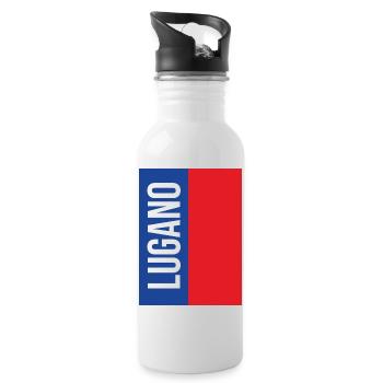 Lugano Souvenir T-Shirt Ticino - Water bottle with straw - white - Right