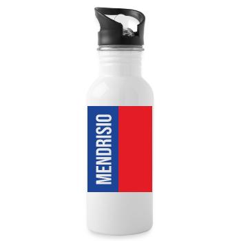Mendrisio Blau Rot Vertical - Trinkflasche mit integriertem Trinkhalm - Weiß - Rechts