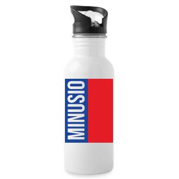 Minusio Vertikale Typografie Blau Rot - Trinkflasche mit integriertem Trinkhalm - Weiß - Rechts