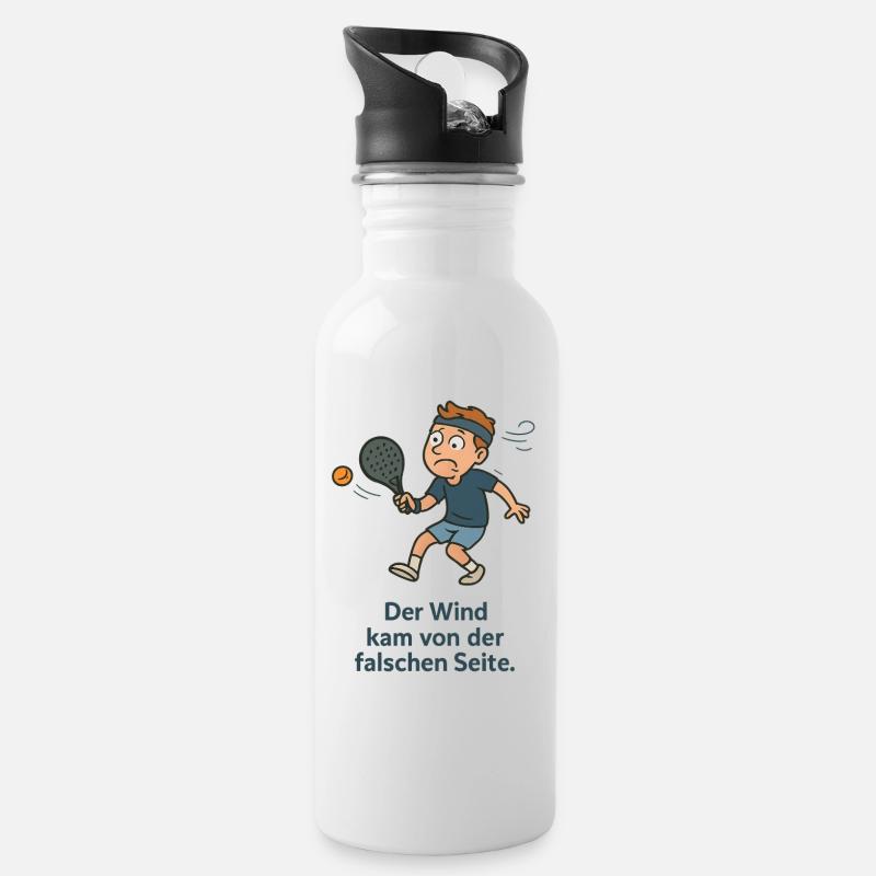 Windversetzter Padelwitz - Trinkflasche mit integriertem Trinkhalm - Weiß