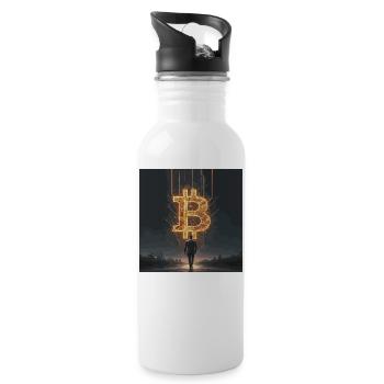 Bitcoin Vision of the Future – The Investor's Path - Water bottle with straw - white - Right