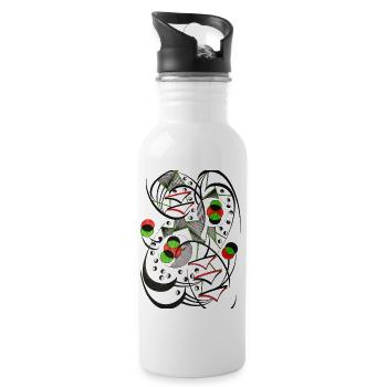 Kreislinien Chaos Abstract - Trinkflasche mit integriertem Trinkhalm - Weiß - Rechts