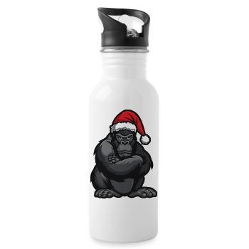 Gorilla Christmas - Water bottle with straw - white - Right