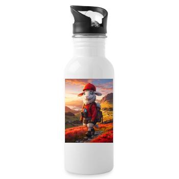 Mouton randonneur au soleil couchant - Gourde avec paille intégrée - blanc - Droite