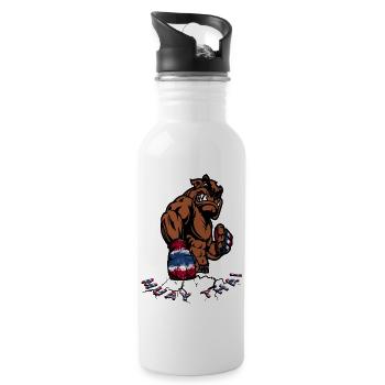 Bulldogge Boxer Flagge Fury - Trinkflasche mit integriertem Trinkhalm - Weiß - Rechts