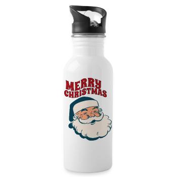 Merry Christmas Santa Design - Trinkflasche mit integriertem Trinkhalm - Weiß - Rechts