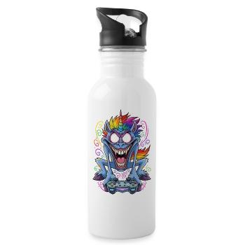 Licorne folle de jeu avec manette Gamer - Gourde avec paille intégrée - blanc - Droite