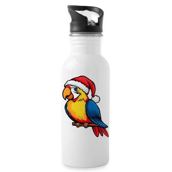 Perroquets Noël / Oiseau du Père Noël - Gourde avec paille intégrée - blanc - Droite