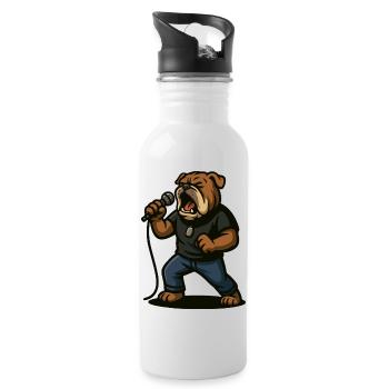 Chanteur de rock bouledogue avec art du microphone - Gourde avec paille intégrée - blanc - Droite