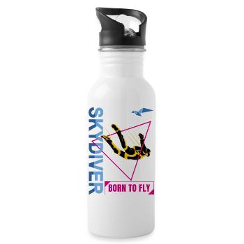 Parachuting Skydiver | Born to Fly - Water bottle with straw - white - Right
