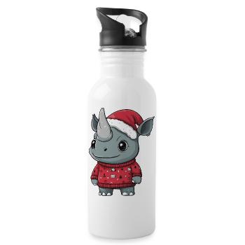 Noël rhinocéros Noël - Gourde avec paille intégrée - blanc - Droite