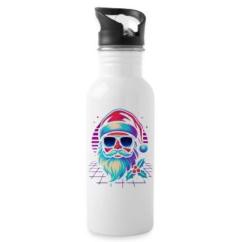 Santa Claus Funny Retro Gaming - Water bottle with straw - white - Right