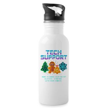 Funny Technical Support Debug Christmas - Water bottle with straw - white - Right