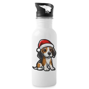 Beagle Hund Weihnachten - Trinkflasche mit integriertem Trinkhalm - Weiß - Rechts