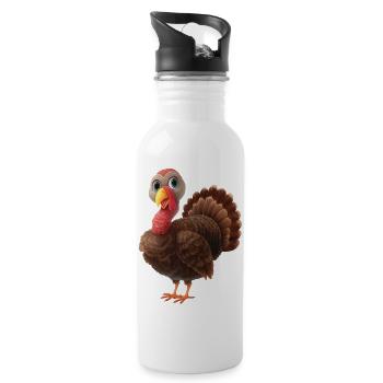Truthahn - Trinkflasche mit integriertem Trinkhalm - Weiß - Rechts