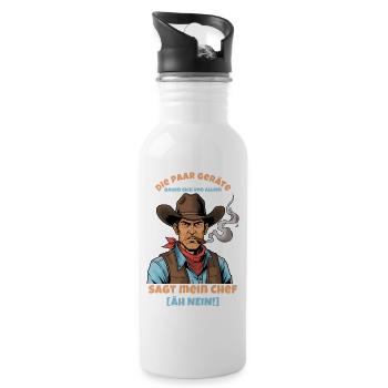 Western Cowboy mit Zigarre wiederspricht dem Chef - Trinkflasche mit integriertem Trinkhalm - Weiß - Rechts
