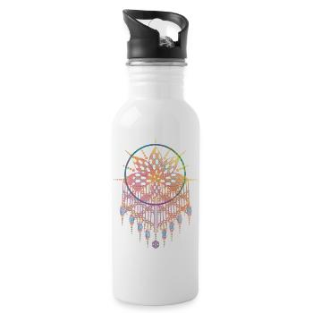 Macramé pendant with ornate knot patterns - Water bottle with straw - white - Right