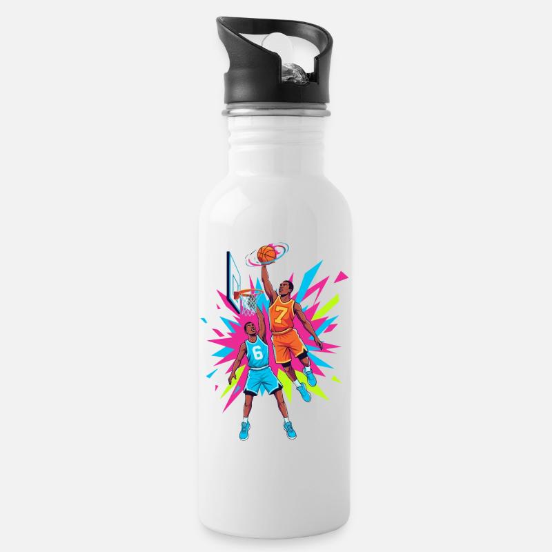 67 Basketball Meme - six seven - Trinkflasche mit integriertem Trinkhalm - Weiß