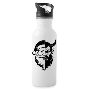 Weihnachtsmann und Weihnachtsmann Peitscher - Trinkflasche mit integriertem Trinkhalm - Weiß - Rechts