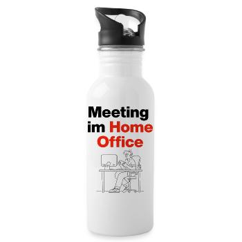 Meeting in the home office – laptop life, mobile phone, chill - Water bottle with straw - white - Right