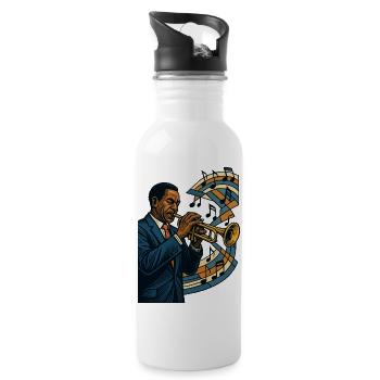 Trompeter Jazz Bebop Groove Poster Geschenk - Trinkflasche mit integriertem Trinkhalm - Weiß - Rechts