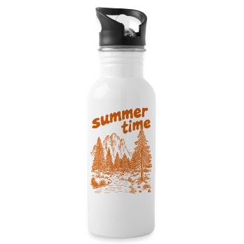 Sommerzeit Natursilhouette - Trinkflasche mit integriertem Trinkhalm - Weiß - Rechts